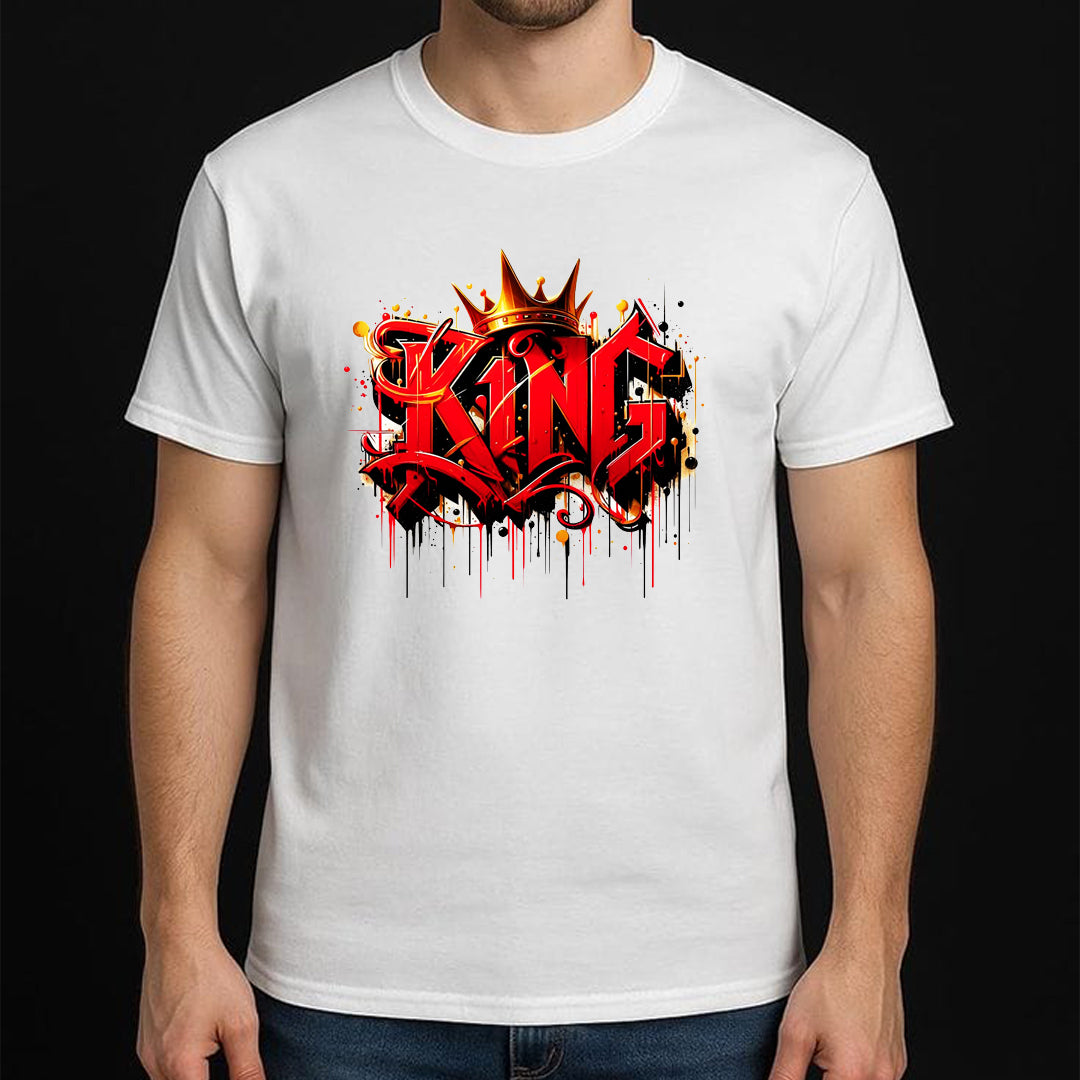 King Crown Graphic T-Shirt for Men | Stylish Streetwear Printed Tee | Cool Attitude King Design | Cotton Polyester A4 Print | Rentalkart