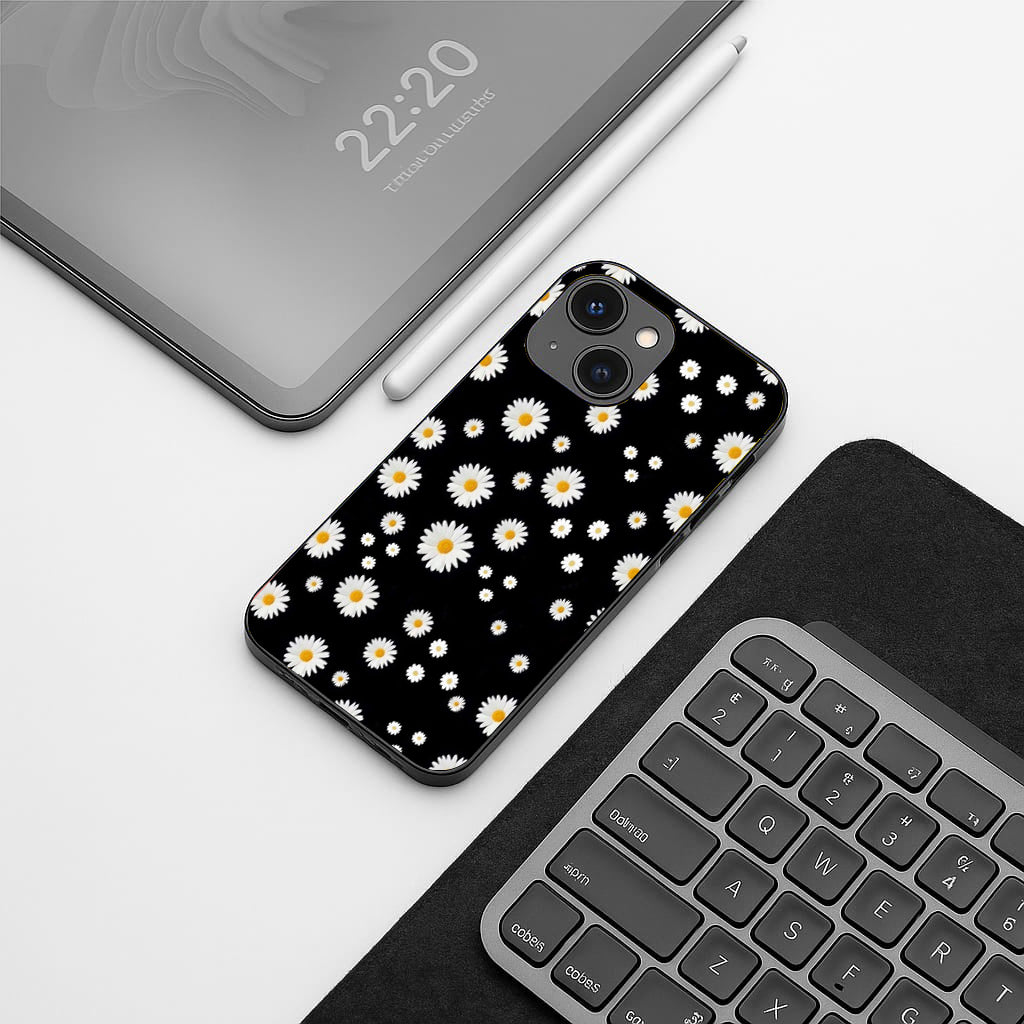 Lil Flowers pattern phone case for iphone 15 | Glass case