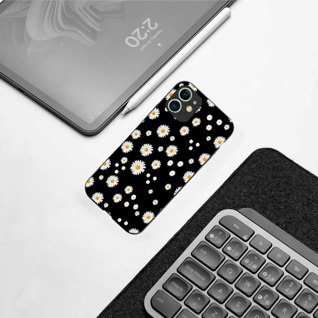 Lil Flowers pattern phone case for iphone 12 mini |Glass case