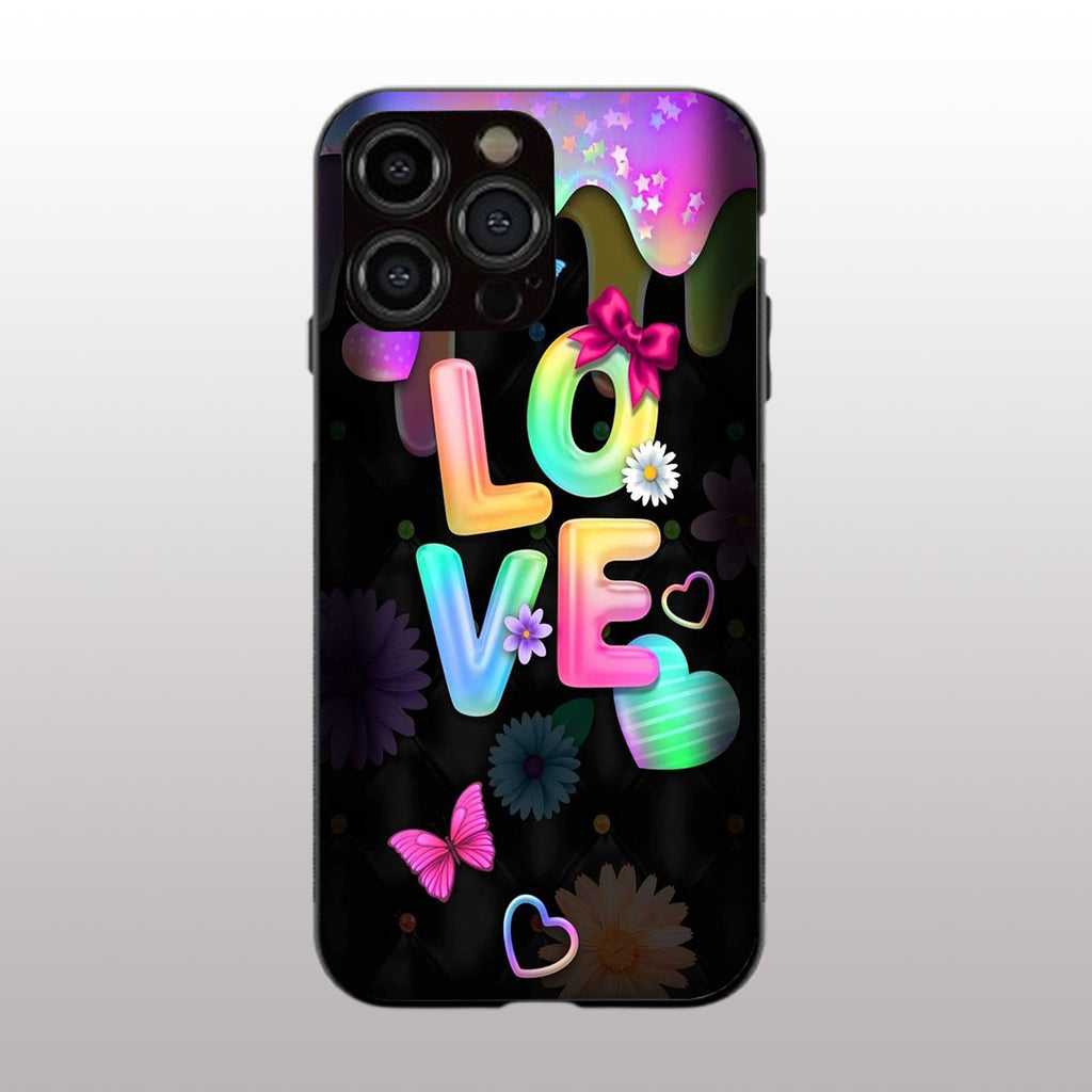 Love pattern phone case for iphone 13 pro max | Glass case