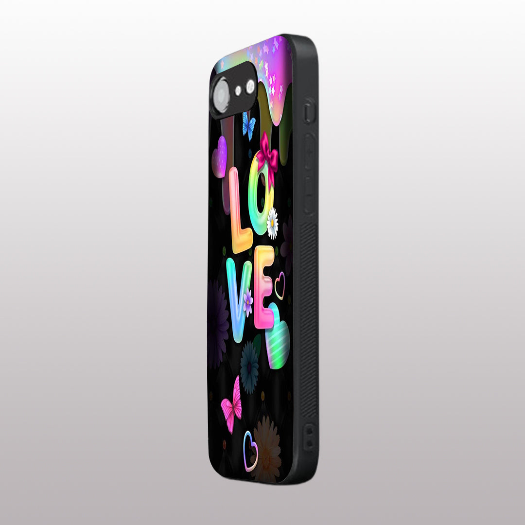 Love pattern phone case for iphone 16E | Glass case