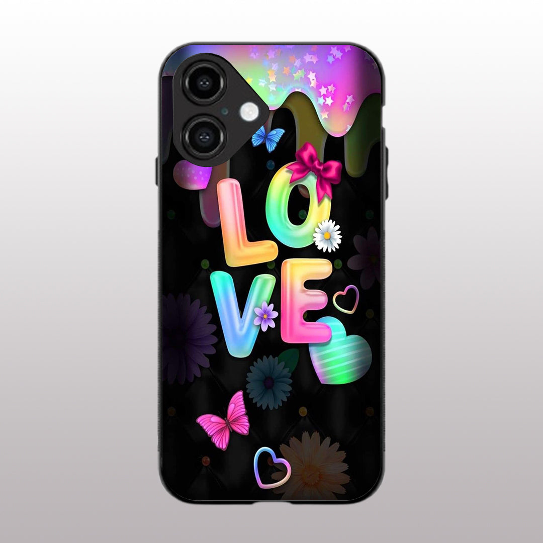 Love pattern phone case for iphone 16 plus | Glass case