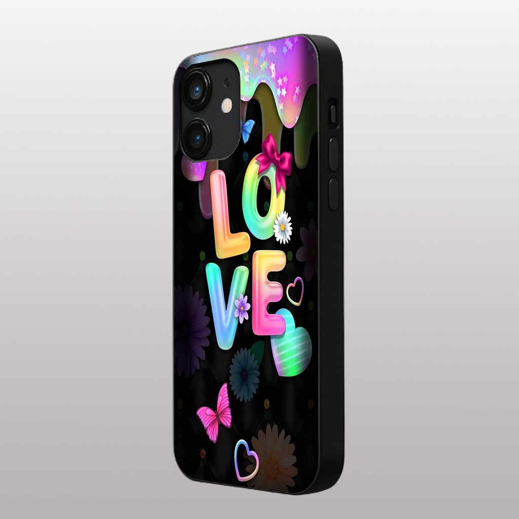 Love pattern phone case for iphone 12 mini | Glass case