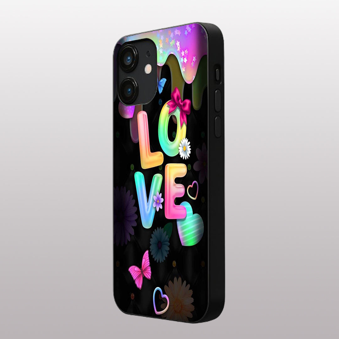 Love pattern phone case for iphone 12 mini | Glass case