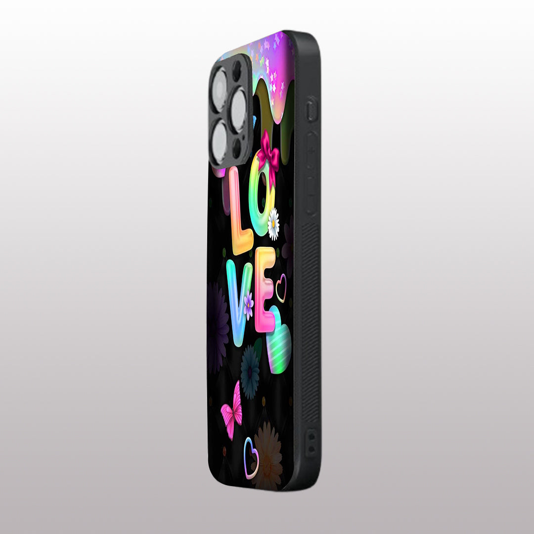 Love pattern phone case for iphone 16 pro max | Glass case