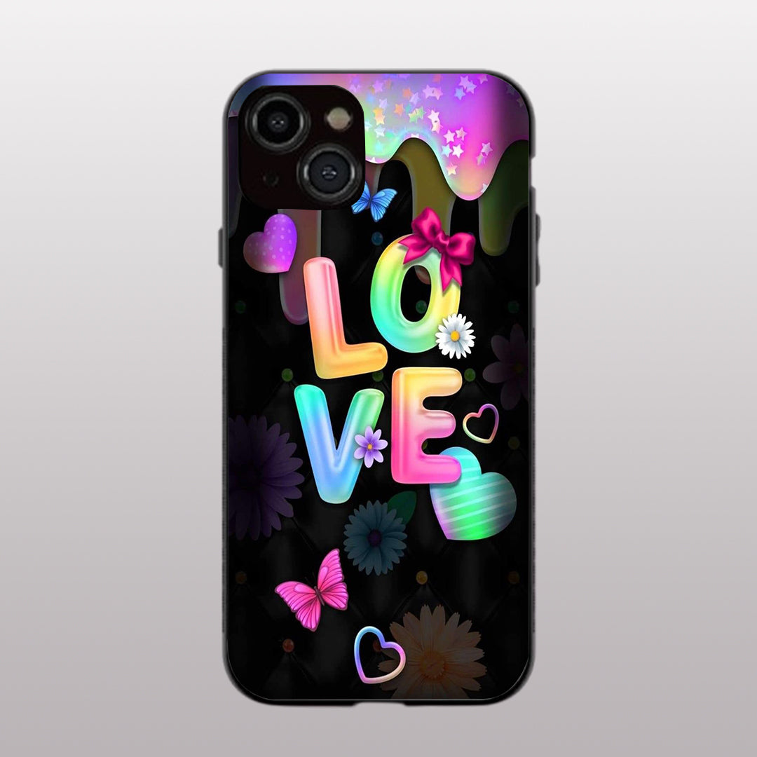 Love pattern phone case for iphone 13 mini | Glass case