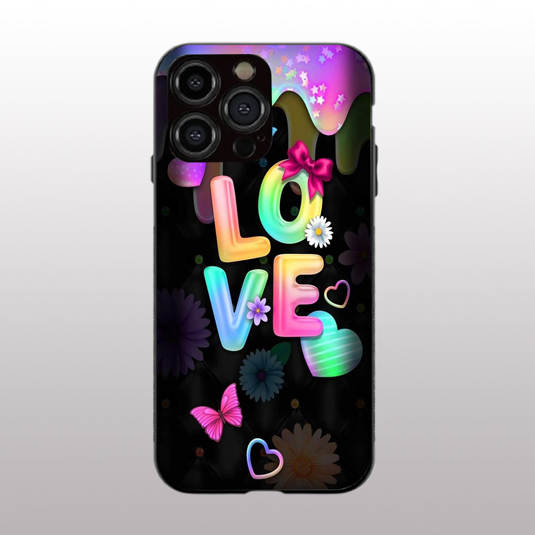 Love pattern phone case for iphone 16 pro max | Glass case