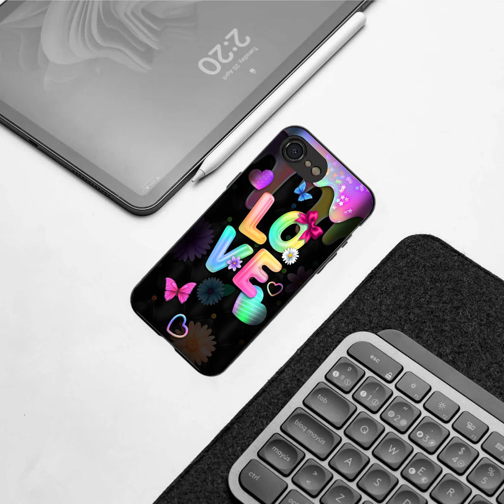 Love pattern phone case for iphone 16E | Glass case