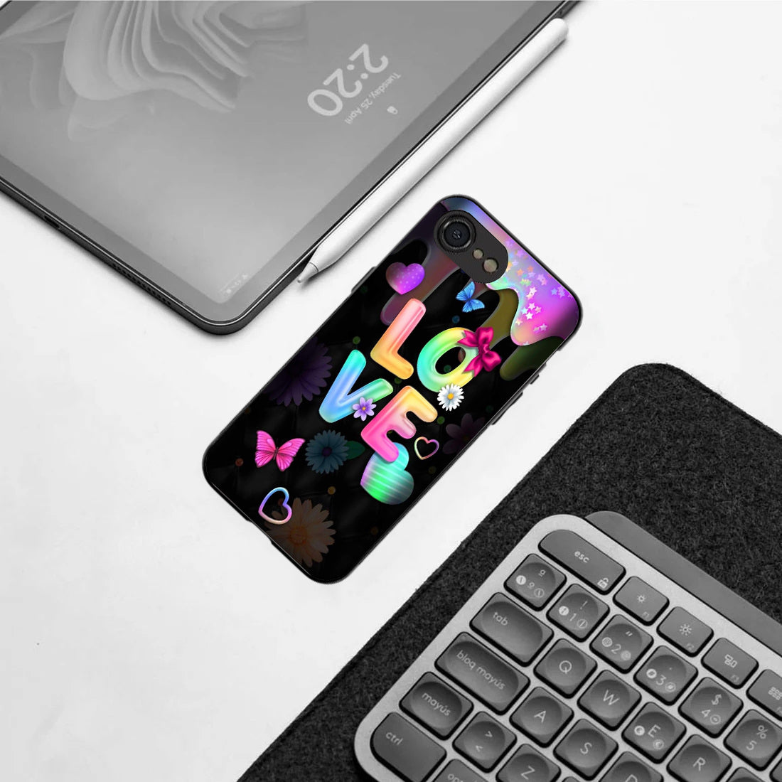 Love pattern phone case for iphone 16E | Glass case