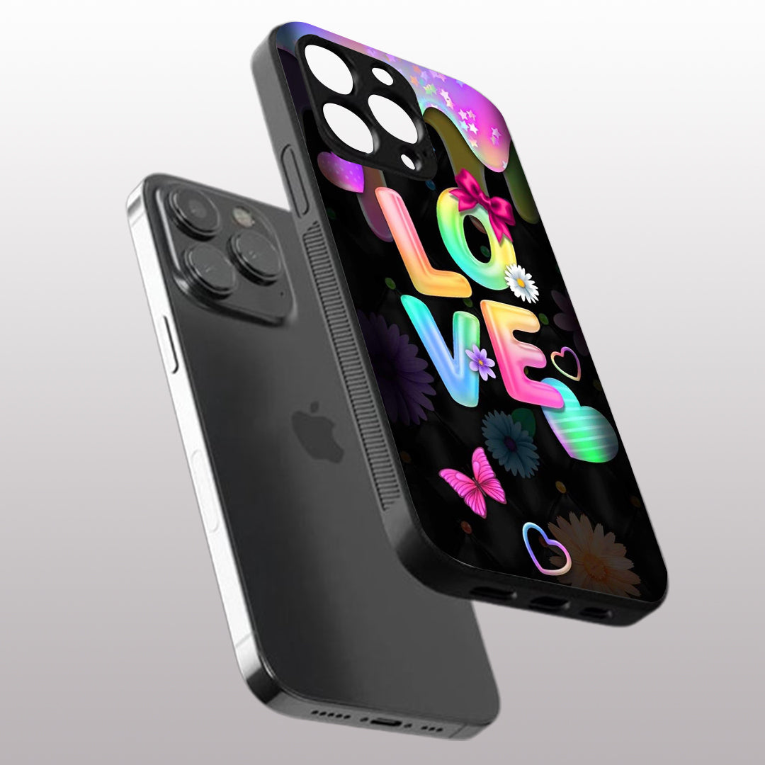Love pattern phone case for iphone 13 pro | Glass case