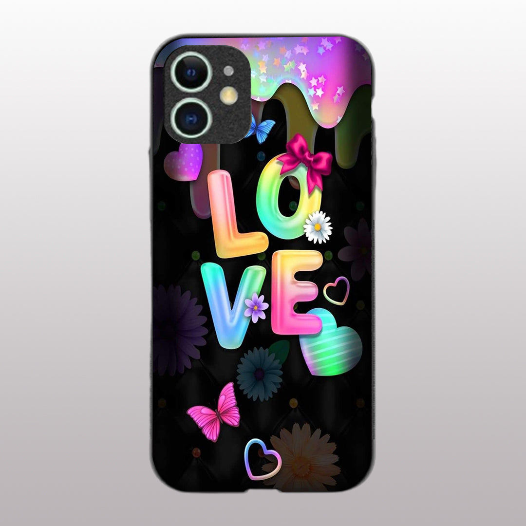Love pattern phone case for iphone 12 mini | Glass case