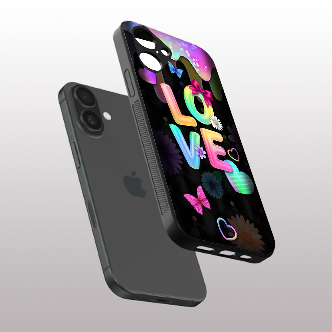 Love pattern phone case for iphone 16 | Glass case