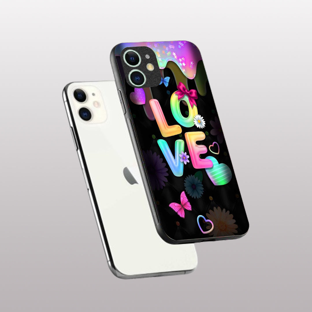 Love pattern phone case for iphone 12 |Glass case