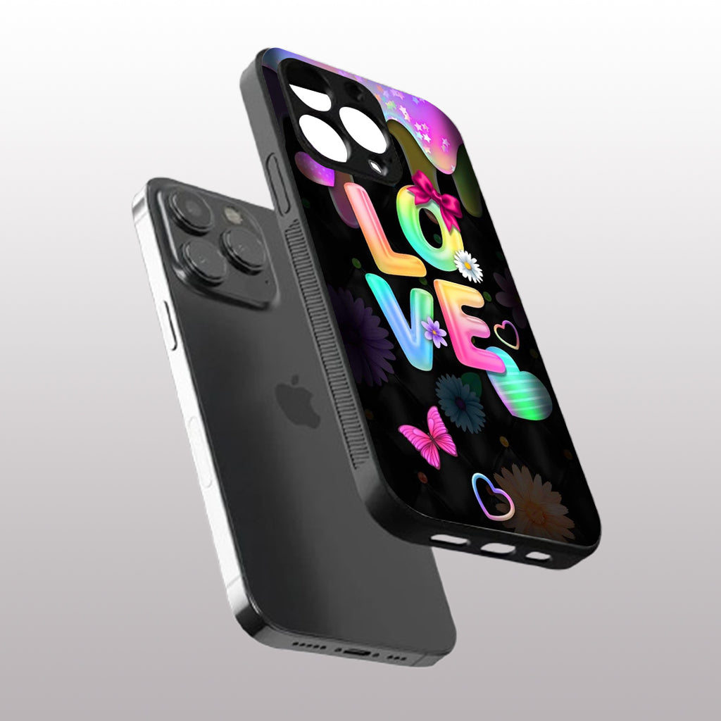 Love pattern phone case for iphone 16 pro max | Glass case