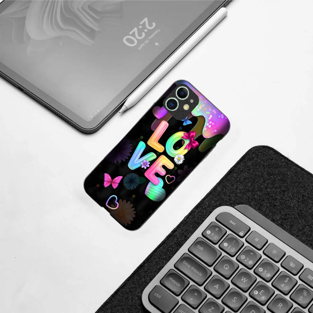 Love pattern phone case for iphone 12 |Glass case
