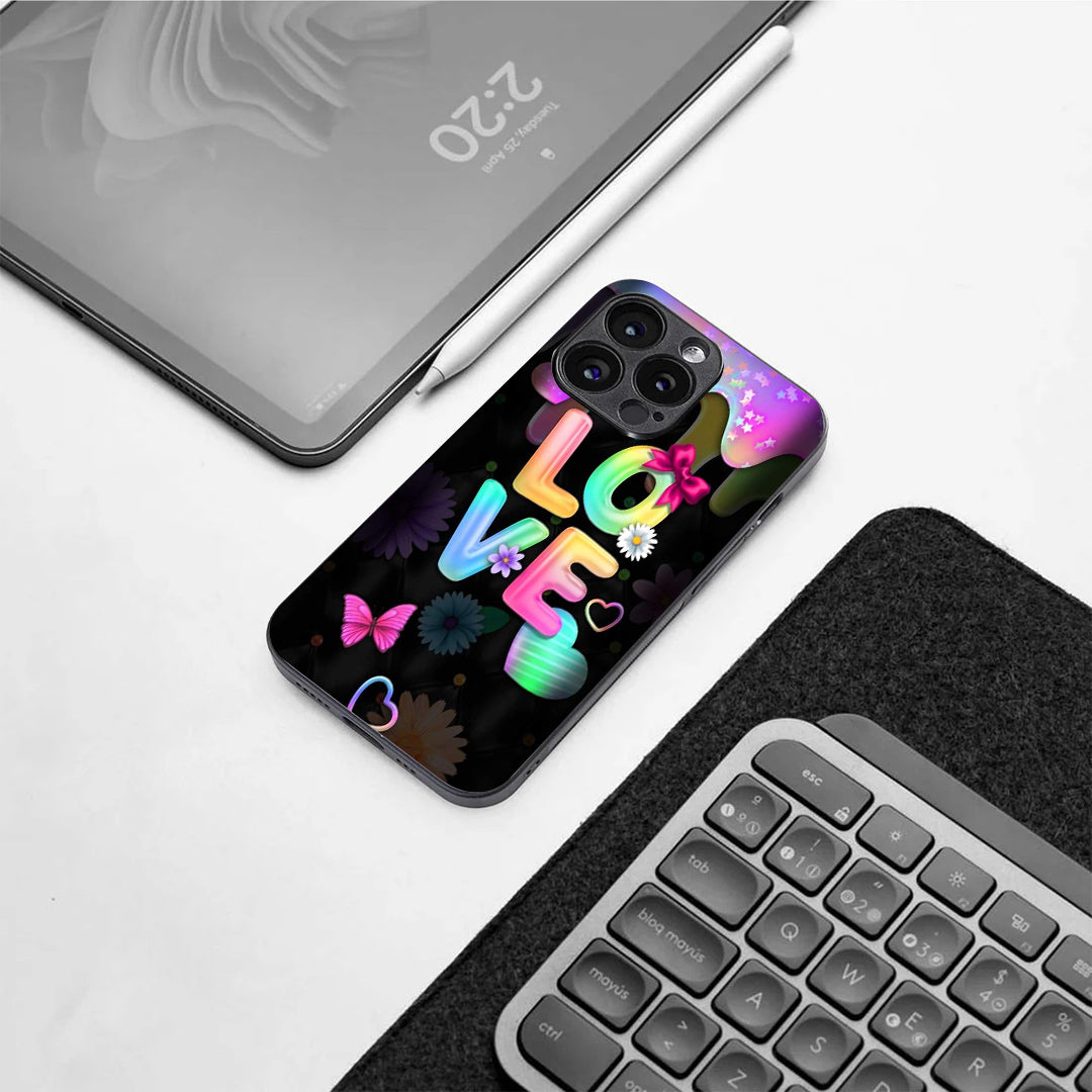 Love pattern phone case for iphone 13 pro | Glass case