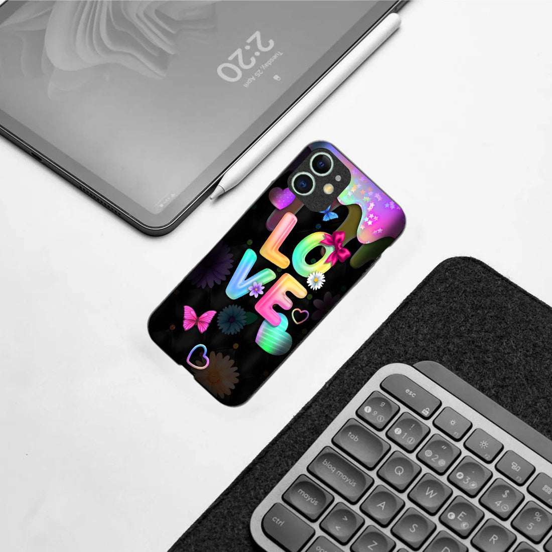 Love pattern phone case for iphone 12 mini | Glass case