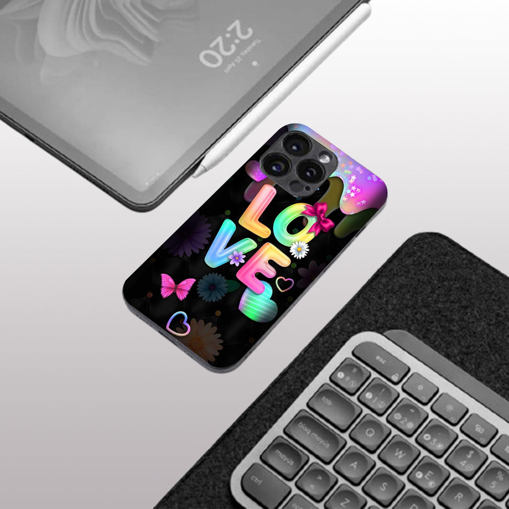 Love pattern phone case for iphone 16 pro max | Glass case