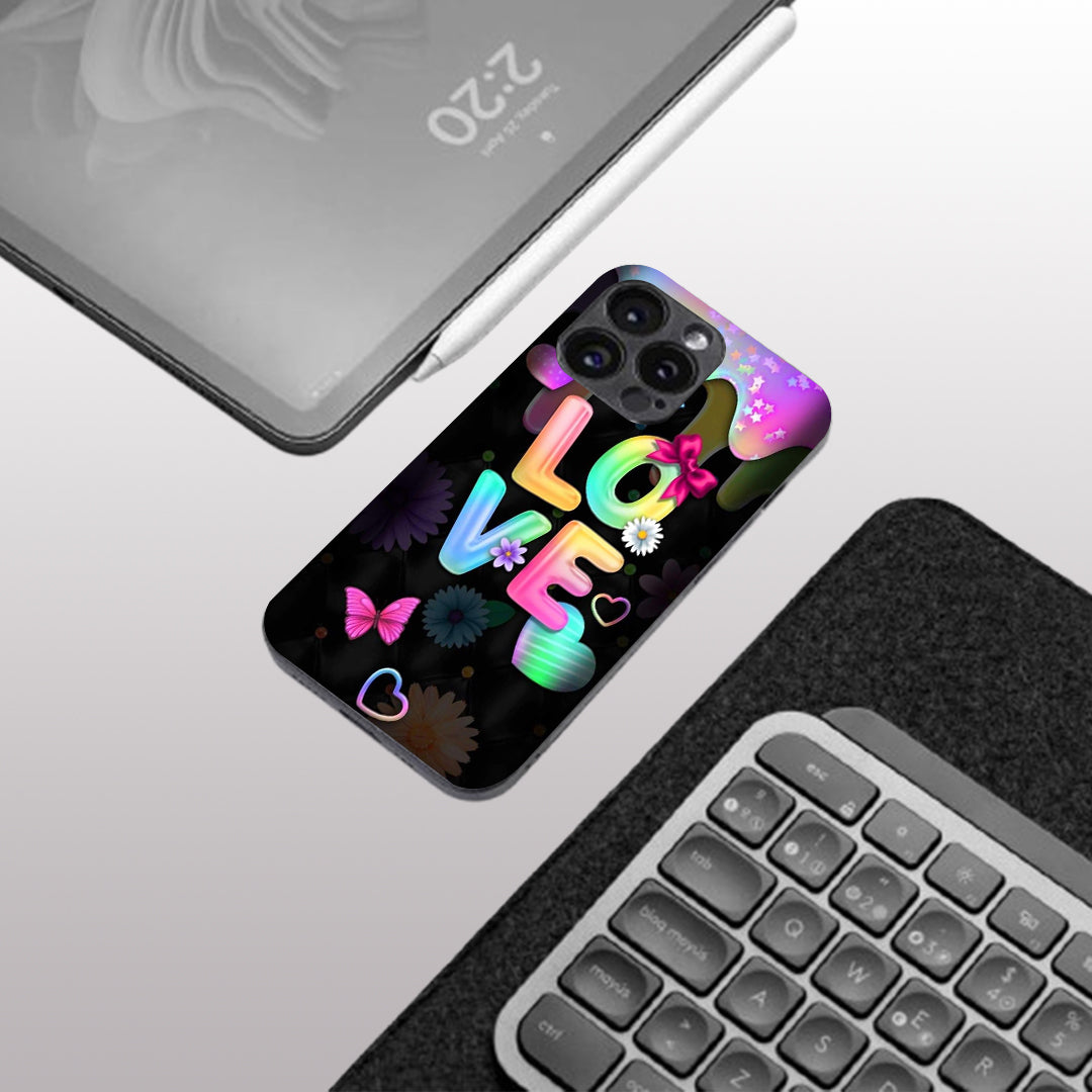 Love pattern phone case for iphone 16 pro max | Glass case