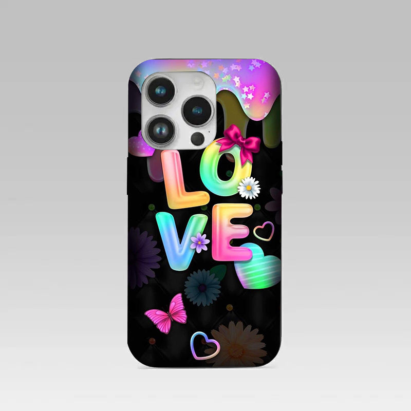Love pattern phone case for iphone 14 pro | Glass case