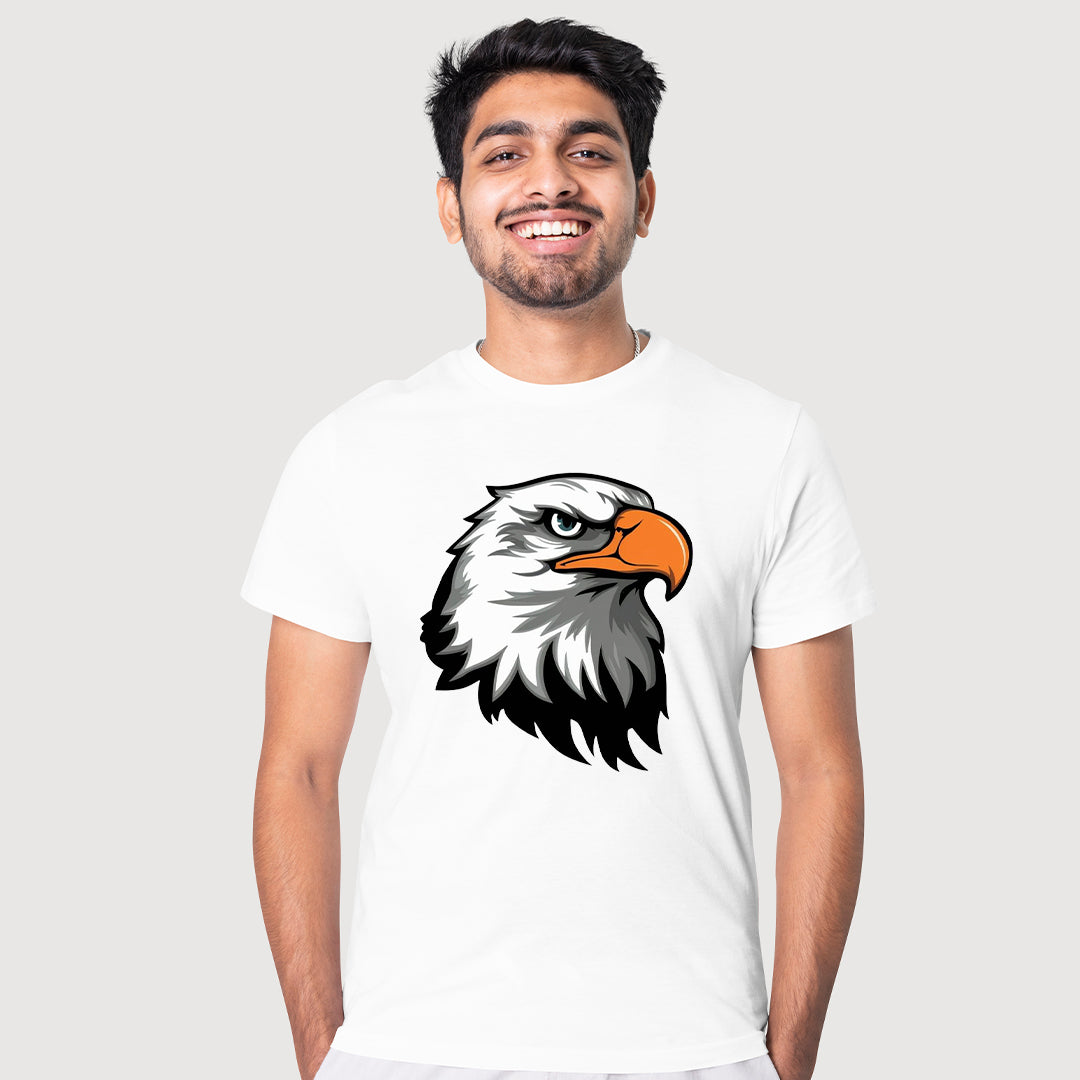 Majestic Eagle Graphic T-Shirt for Men | Bold Animal Print Tee | Stylish Streetwear T-Shirt | Cotton Polyester A4 Print | Rentalkart