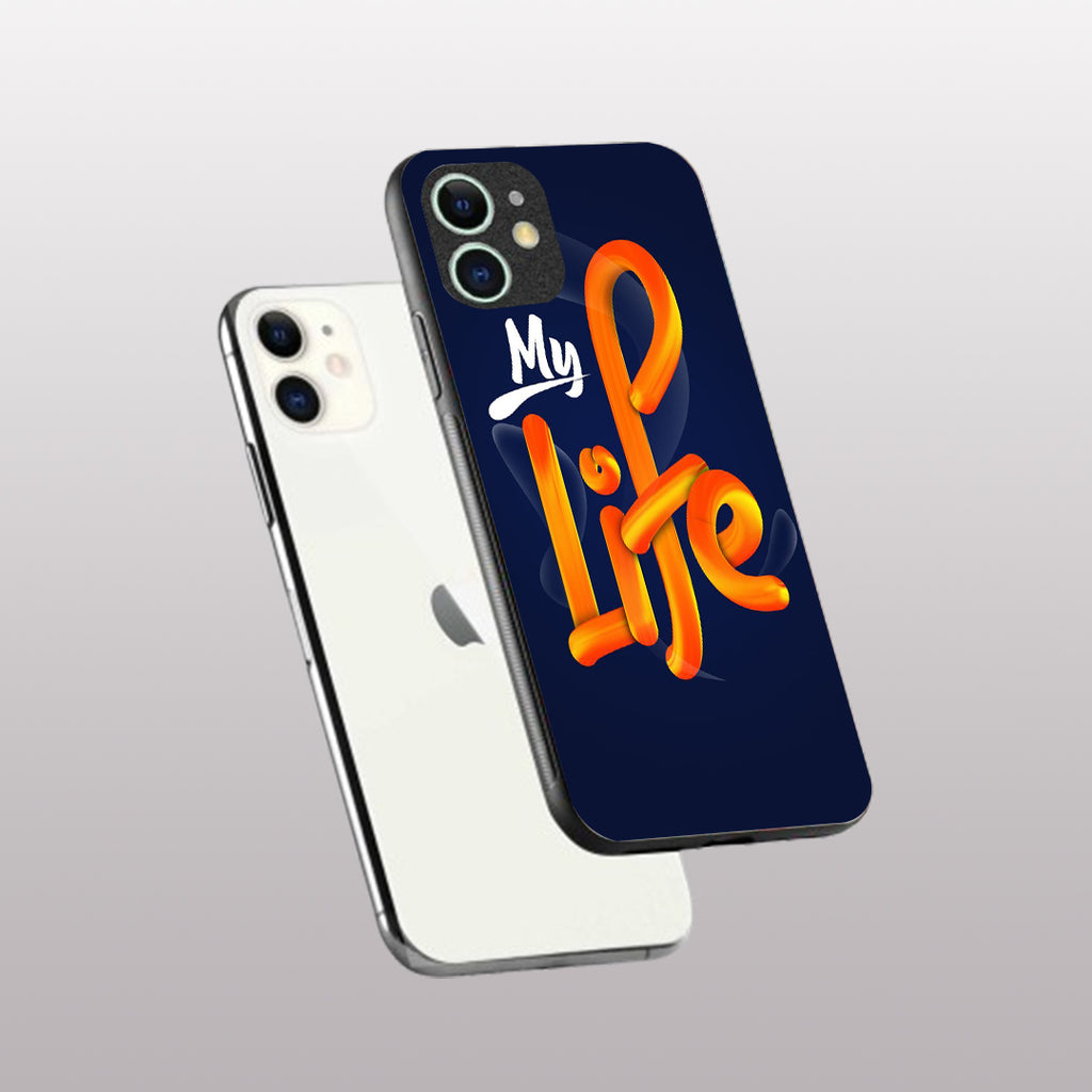 My Life pattern phone case for iphone 12 mini |Glass case