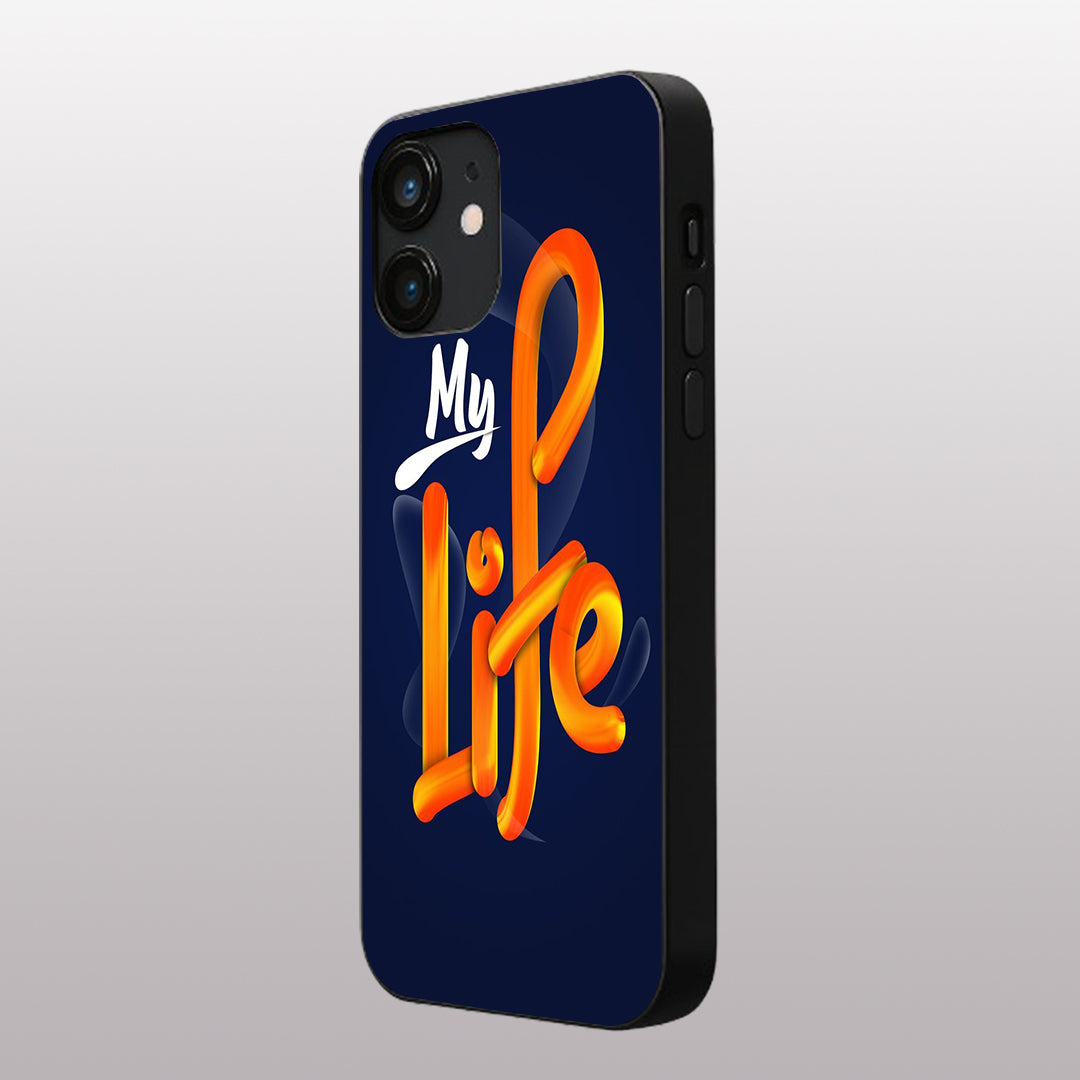 My Life pattern phone case for iphone 12 mini |Glass case