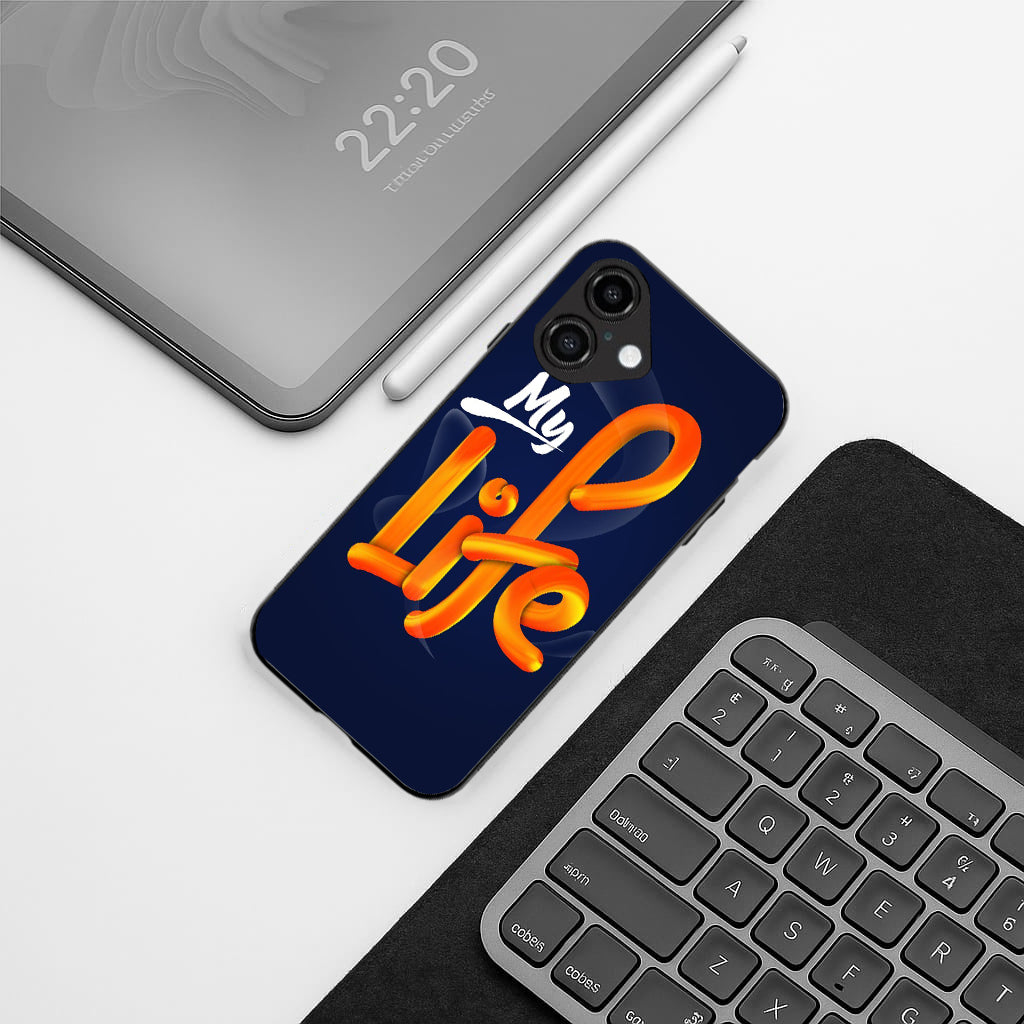 My Life pattern phone case for iphone 16 plus | Glass case