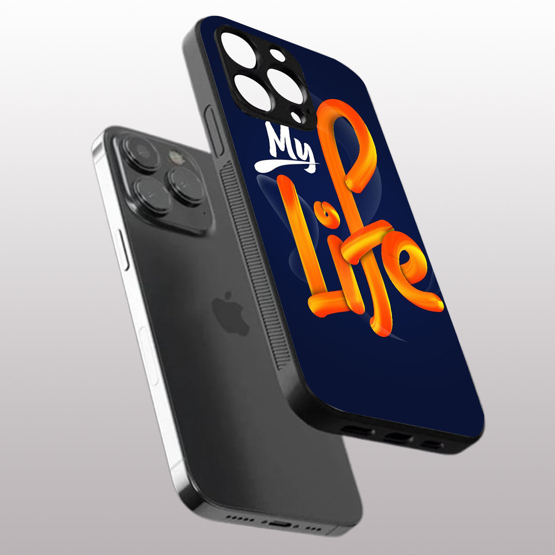 My Life pattern phone case for iphone  14 pro | Glass case