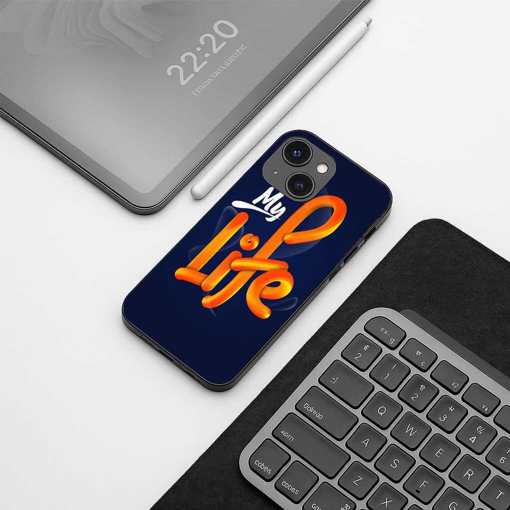 My Life pattern phone case for iphone 14 plus | Glass case