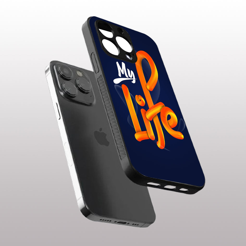 My Life pattern phone case for iphone 15 pro max | Glass case