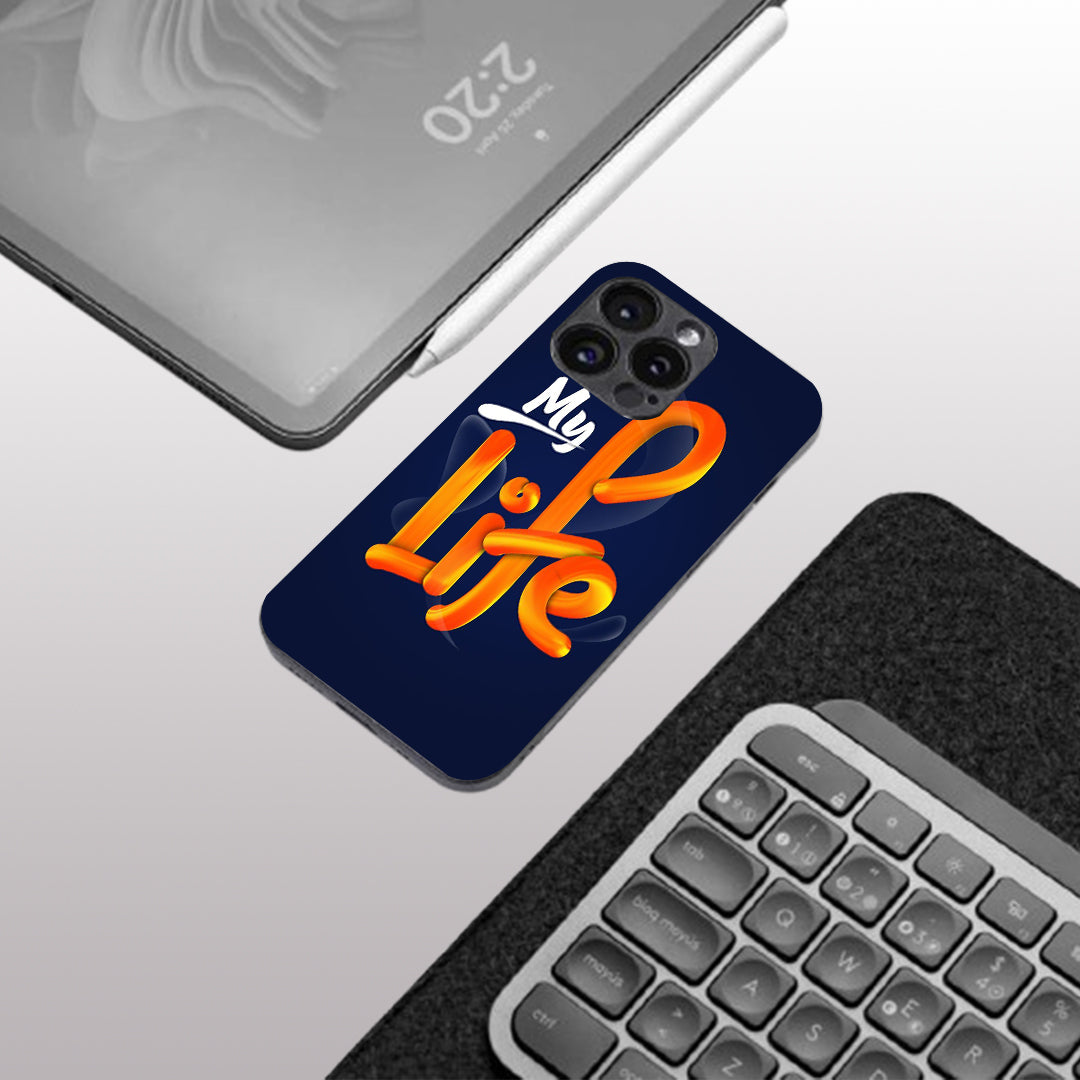 My Life pattern phone case for iphone 15 pro | Glass case