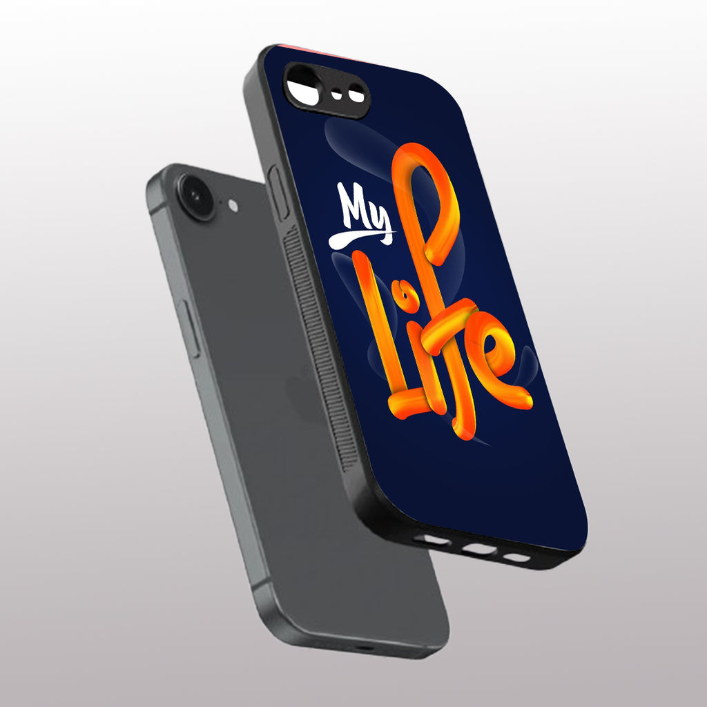 My Life pattern phone case for iphone 16E | Glass case