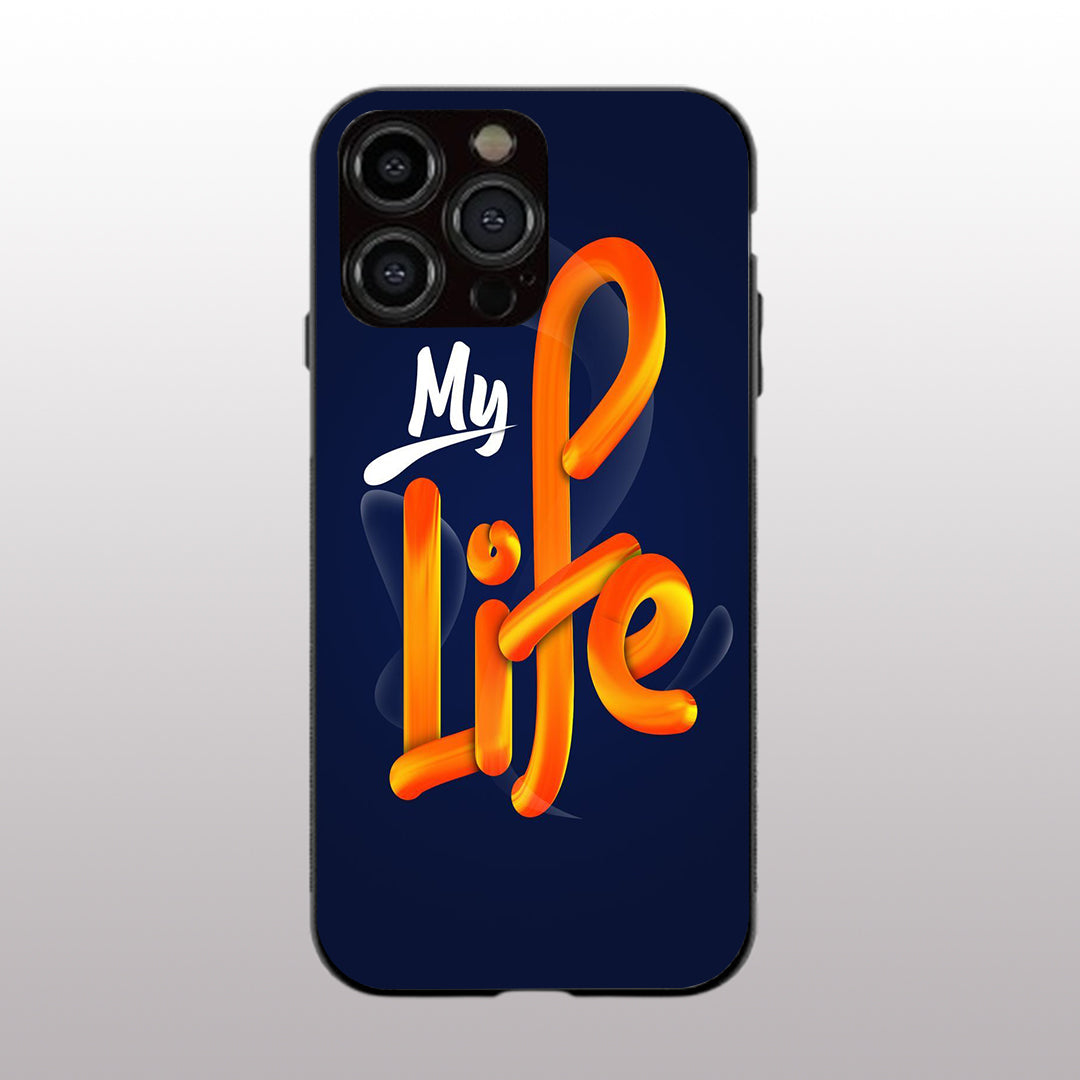 My Life pattern phone case for iphone 15 pro | Glass case