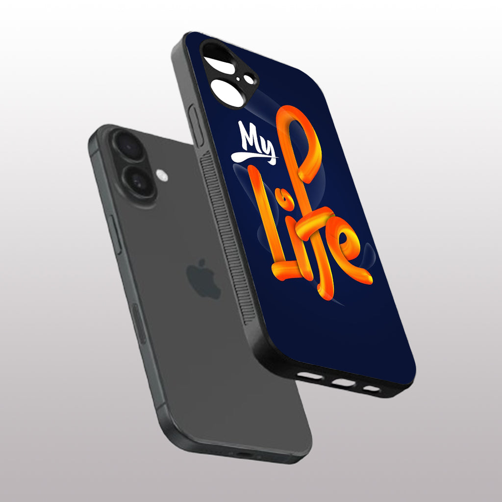 My Life pattern phone case for iphone 16 plus | Glass case