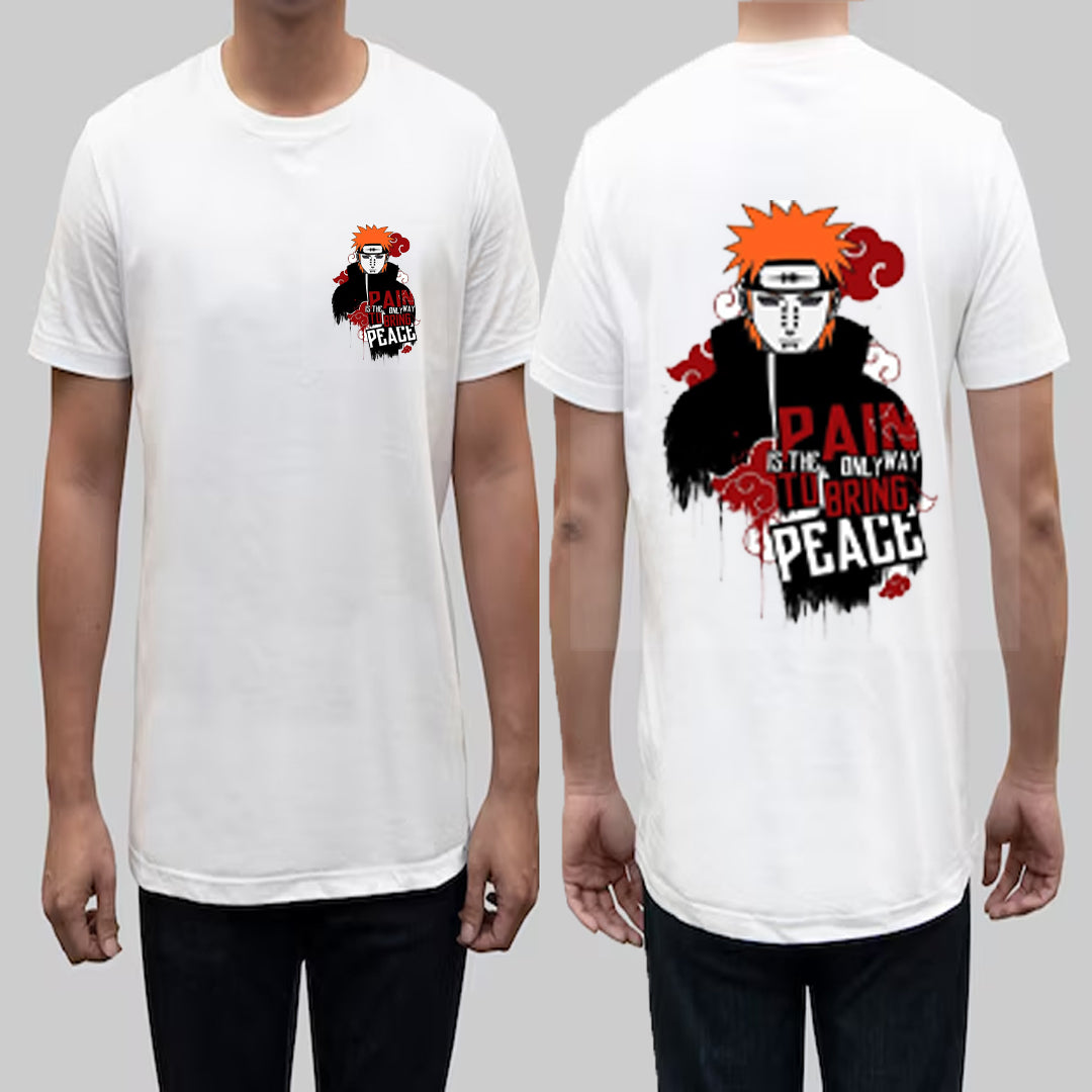 Anime Pain Front & Back Print T-Shirt for Men | Naruto Inspired Graphic Tee | Otaku Streetwear T-Shirt India | Cotton Polyester A4 Print | Rentalkart