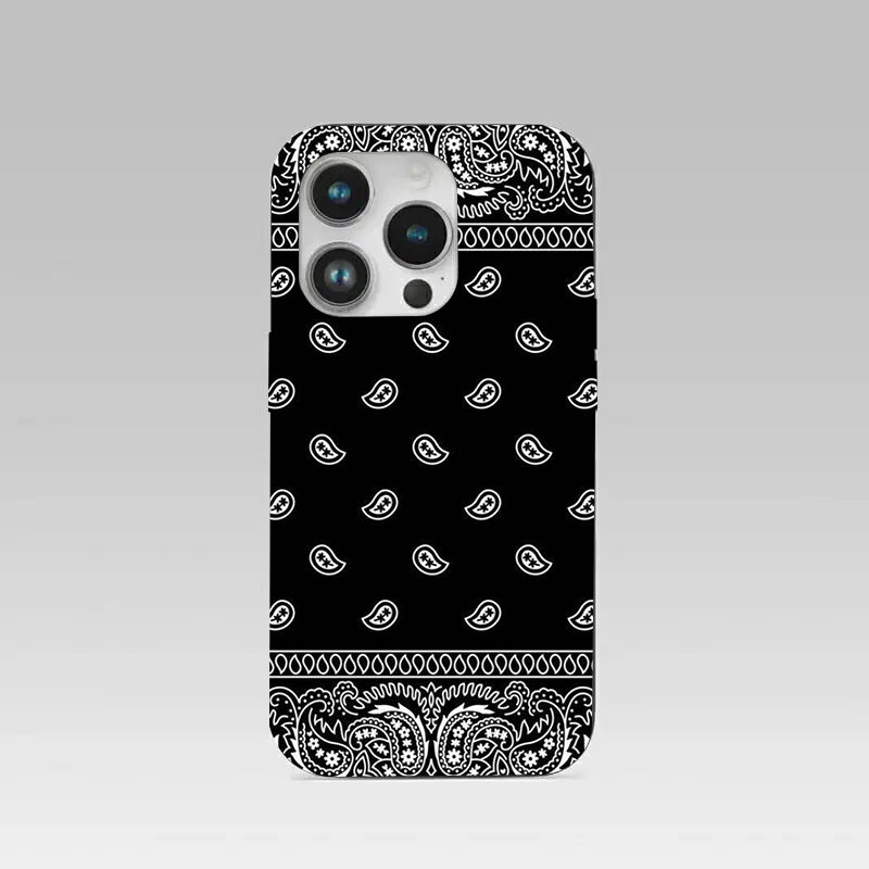 Paisley Black pattern phone case for iphone 16 pro | Glass case