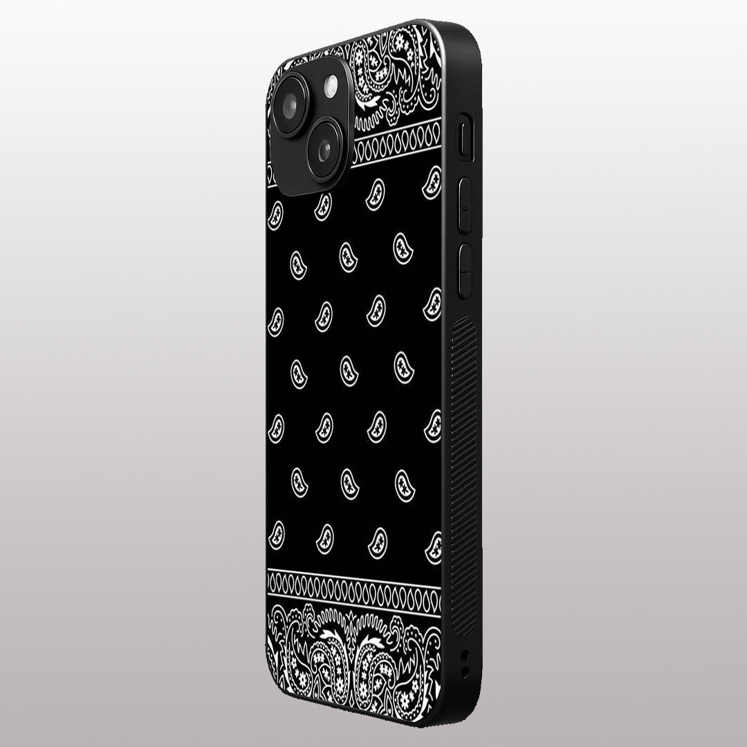Paisley Black pattern phone case for iphone 15 | Glass case