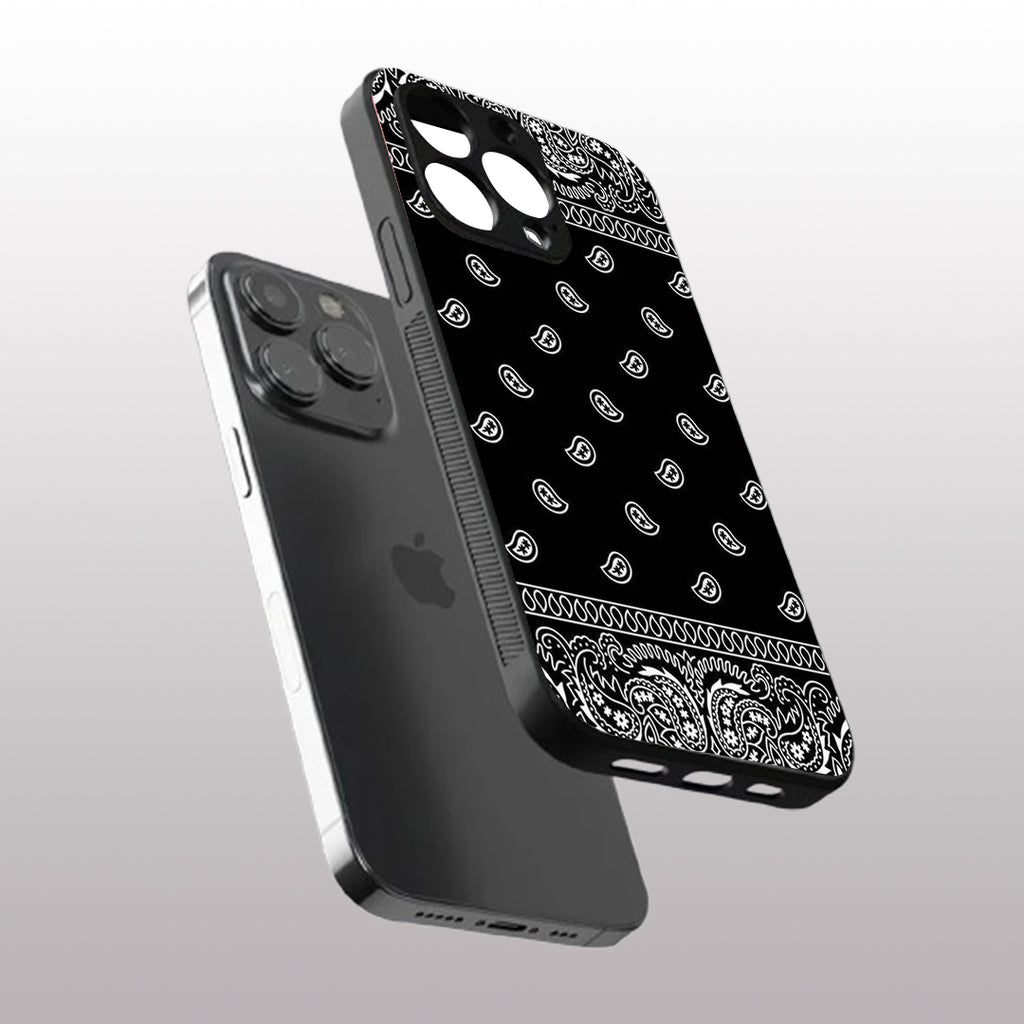 Paisley Black pattern phone case for iphone 15 pro | Glass case