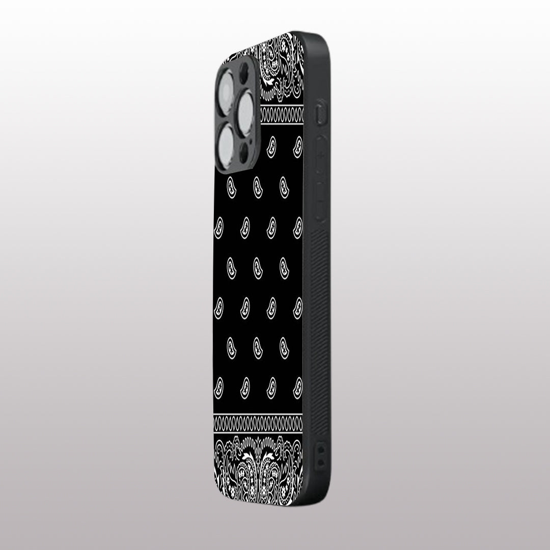 Paisley Black pattern phone case for iphone 15 pro max | Glass case