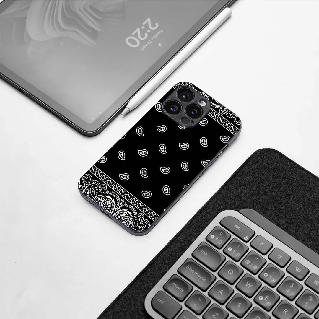 Paisley Black pattern phone case for iphone 11 pro |Glass case