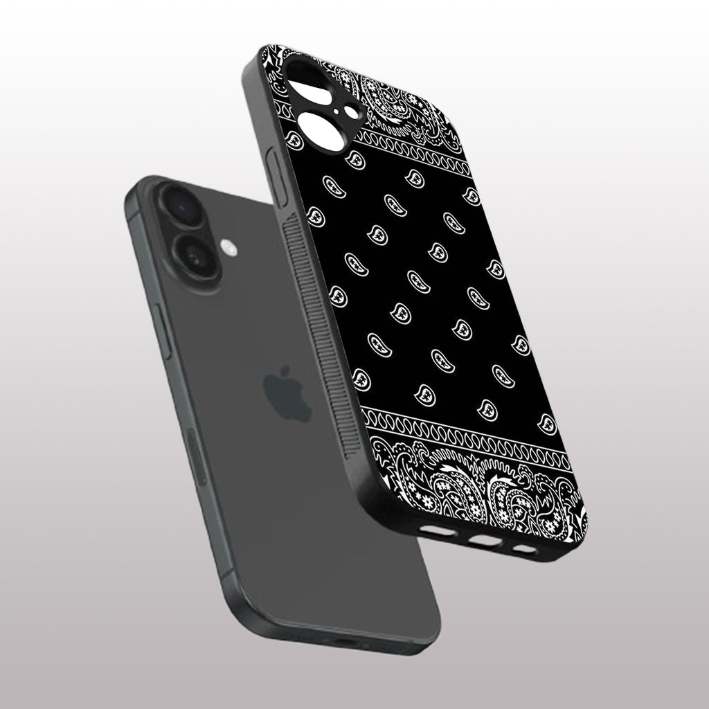 Paisley Black pattern phone case for iphone 16 | Glass case