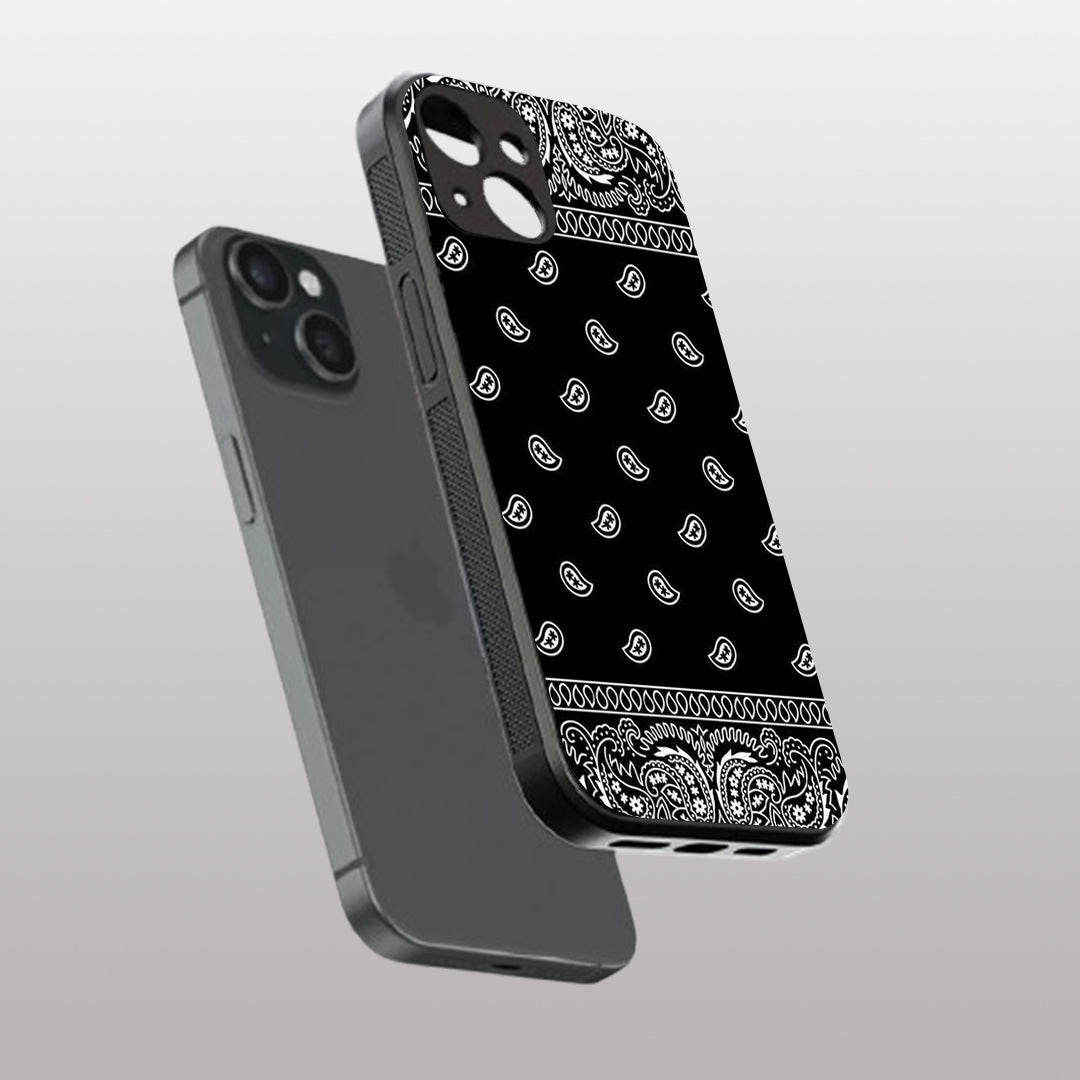 Paisley Black pattern phone case for iphone 14 plus | Glass case