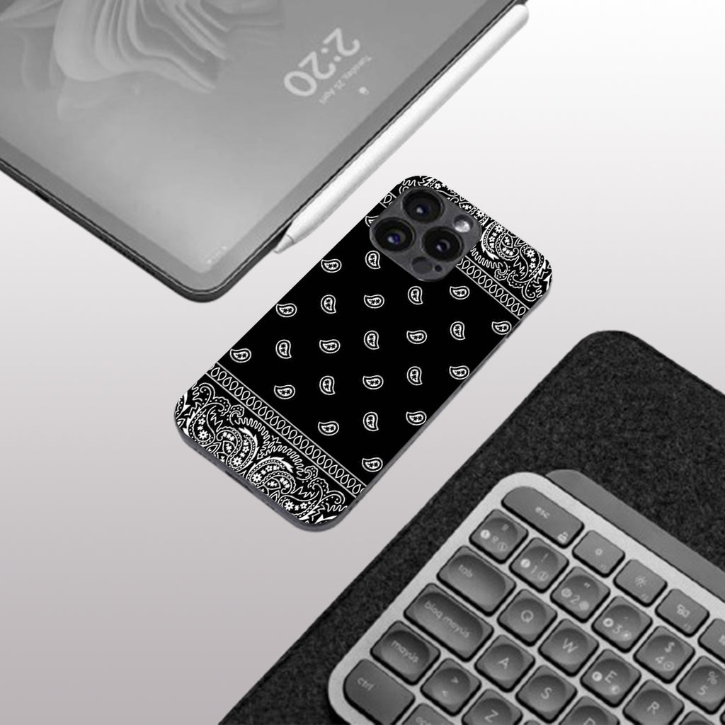 Paisley Black pattern phone case for iphone 15 pro max | Glass case