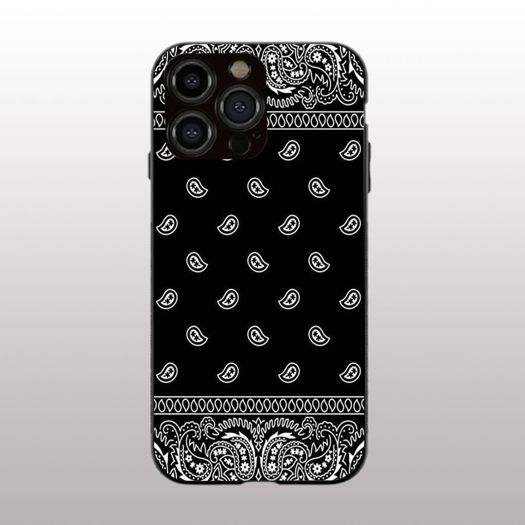 Paisley Black pattern phone case for iphone 14 pro max | Glass case