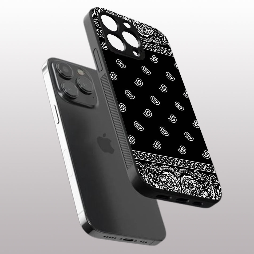 Paisley Black pattern phone case for iphone 14 pro | Glass case
