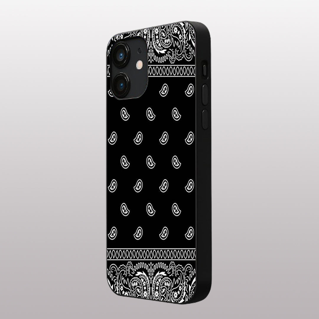 Paisley Black pattern phone case for iphone 12 mini |Glass case