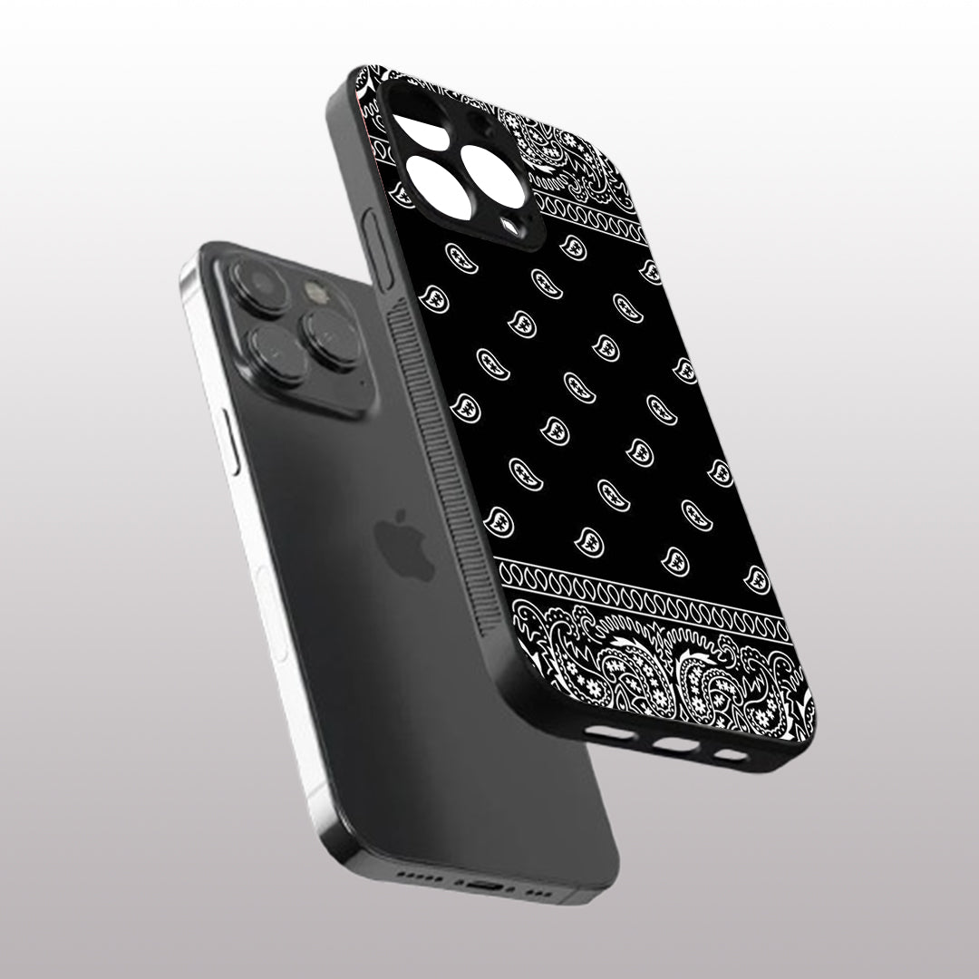 Paisley Black pattern phone case for iphone 15 pro max | Glass case