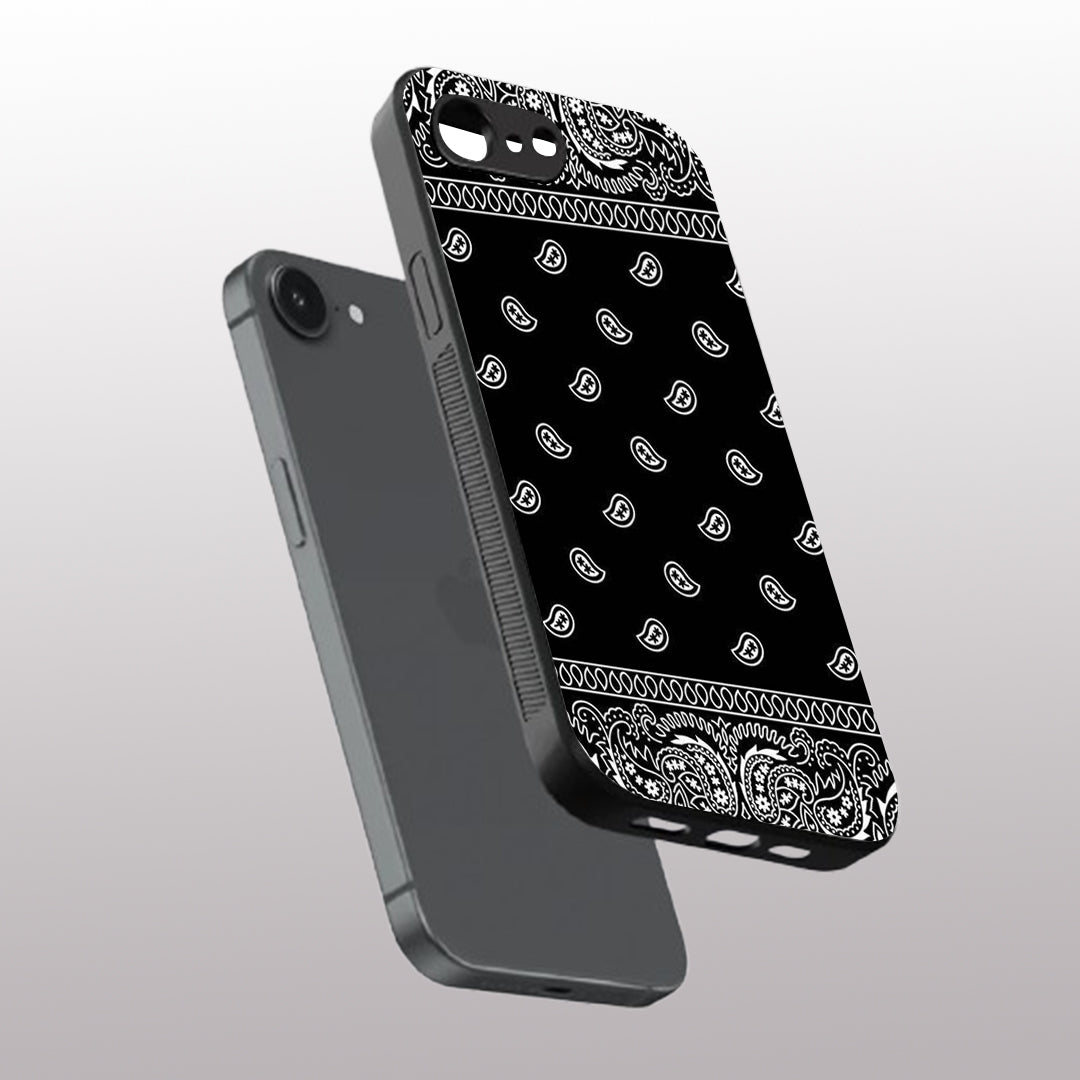 Paisley Black pattern phone case for iphone 16E | Glass case