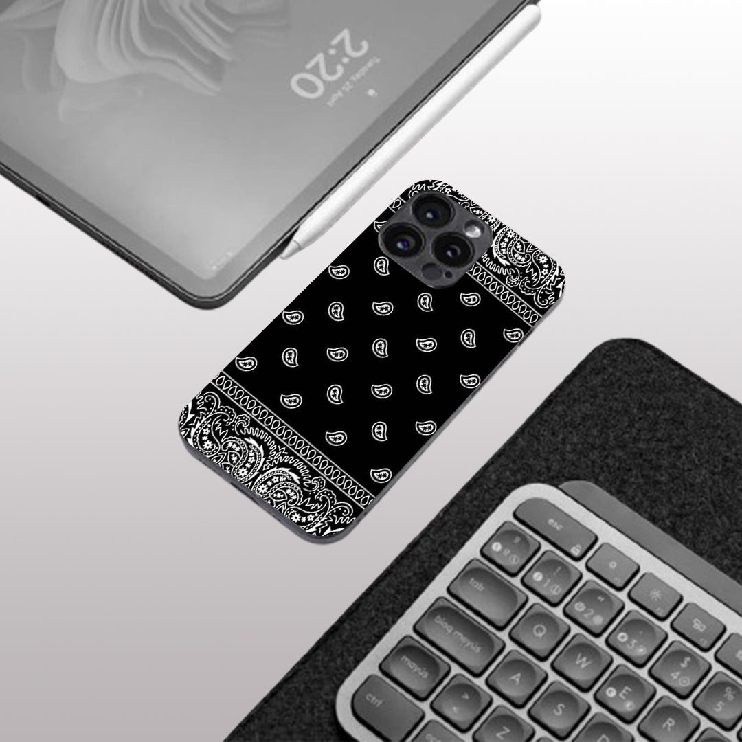 Paisley Black pattern phone case for iphone 15 pro | Glass case